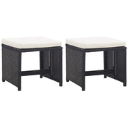 Tuinkrukken 2 stuks poly rattan zwart 41x41x35 cm