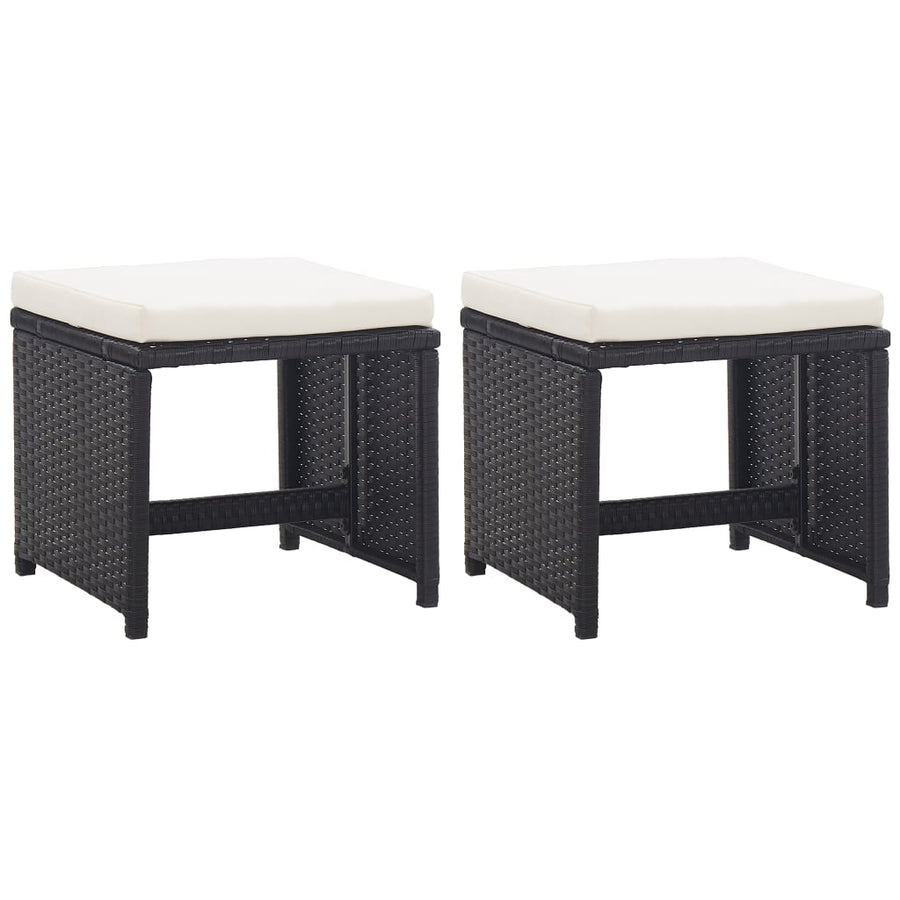 Tuinkrukken Met Kussens Poly Rattan Zwart en wit