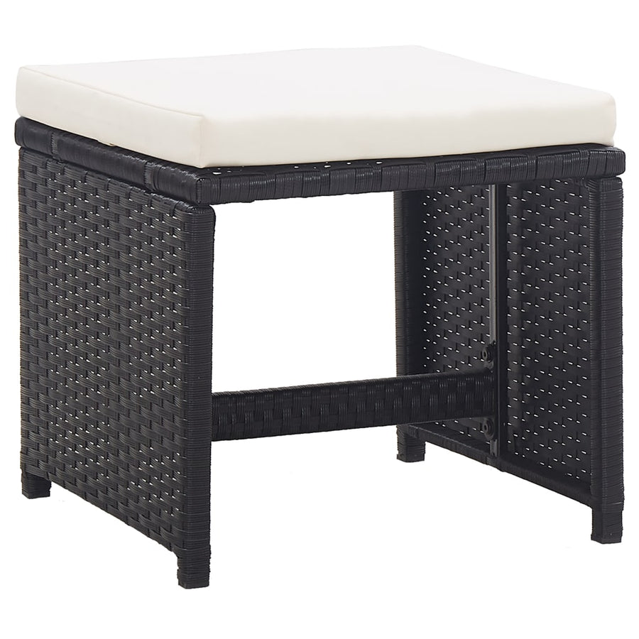 Tuinkrukken Met Kussens Poly Rattan Zwart en wit
