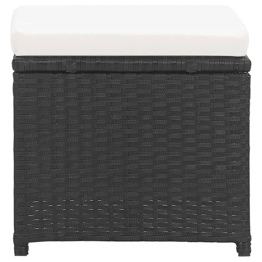 Tuinkrukken Met Kussens Poly Rattan Zwart en wit