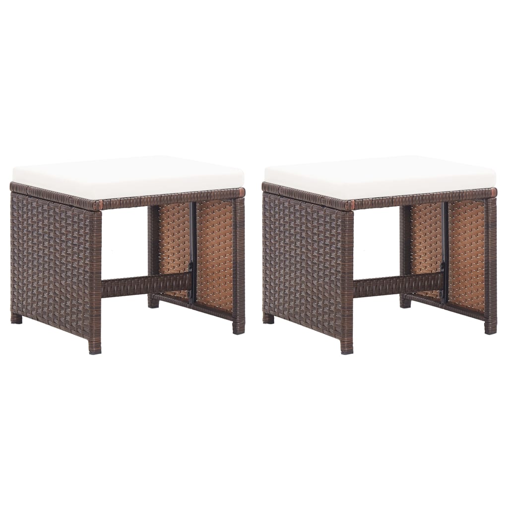 Tuinkrukken Met Kussens Poly Rattan Bruin