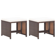 Tuinkrukken 2 st poly rattan bruin 41x41x35 cm