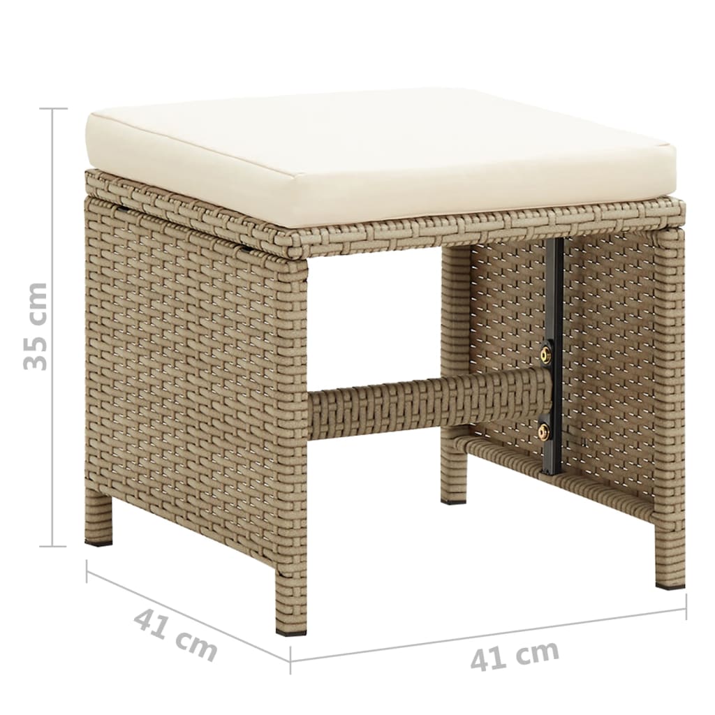 Tuinkrukken Met Kussens Poly Rattan Beige
