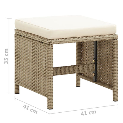 Tuinkrukken Met Kussens Poly Rattan Beige