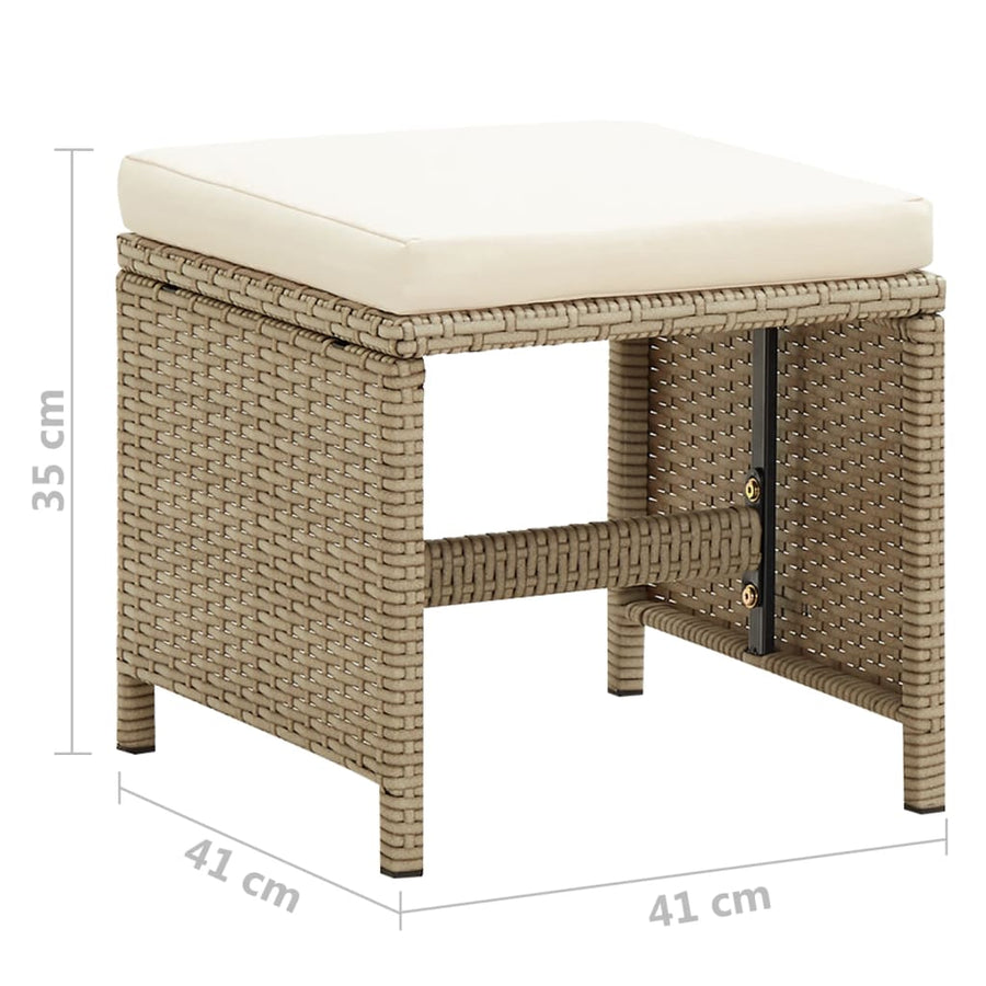 Tuinkrukken Met Kussens Poly Rattan Beige