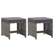 Tuinkrukken 2 stuks poly rattan antraciet met kussens