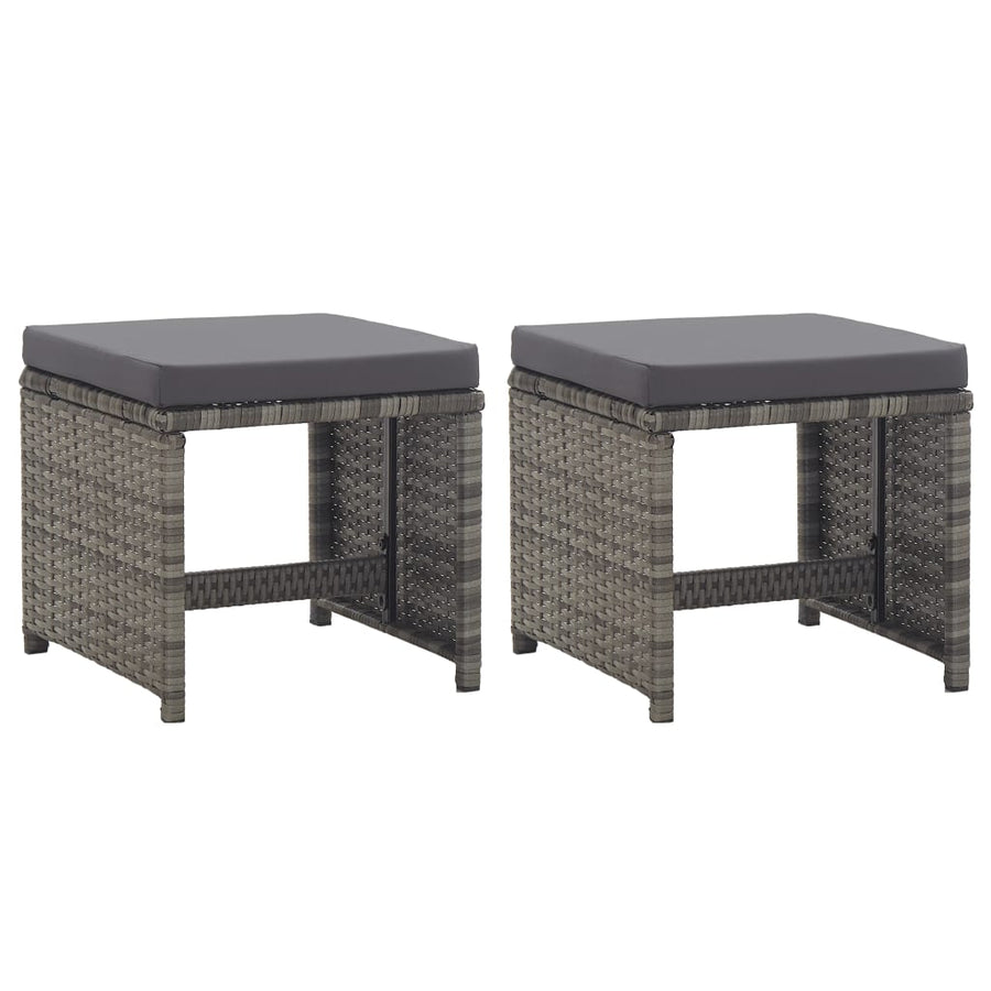 Tuinkrukken 2 St Met Kussens Poly Rattan Antraciet