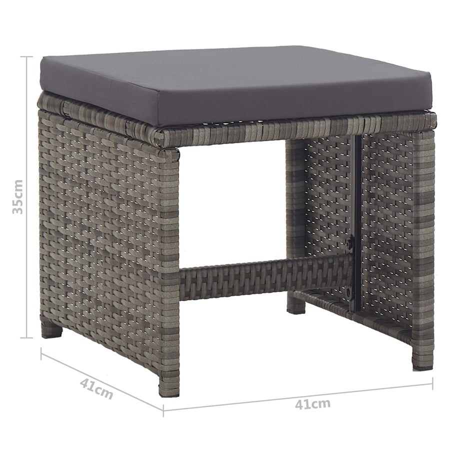 Tuinkrukken 2 St Met Kussens Poly Rattan Antraciet