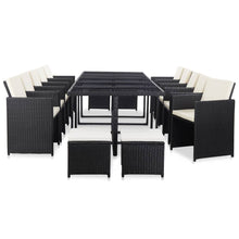 5-Delige Tuinset Met Kussens Poly Rattan Zwart en wit 10x Fauteuil + 4x voetensteun + Tafel
