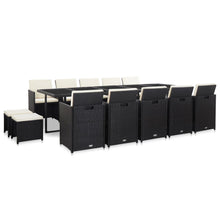 5-Delige Tuinset Met Kussens Poly Rattan Zwart en wit 10x Fauteuil + 4x voetensteun + Tafel