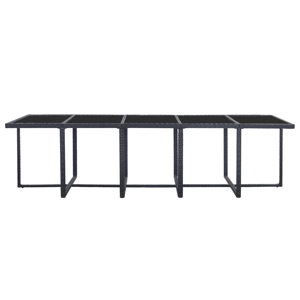 5-Delige Tuinset Met Kussens Poly Rattan Zwart en wit 10x Fauteuil + 4x voetensteun + Tafel