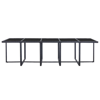 5-Delige Tuinset Met Kussens Poly Rattan Zwart en wit 10x Fauteuil + 4x voetensteun + Tafel
