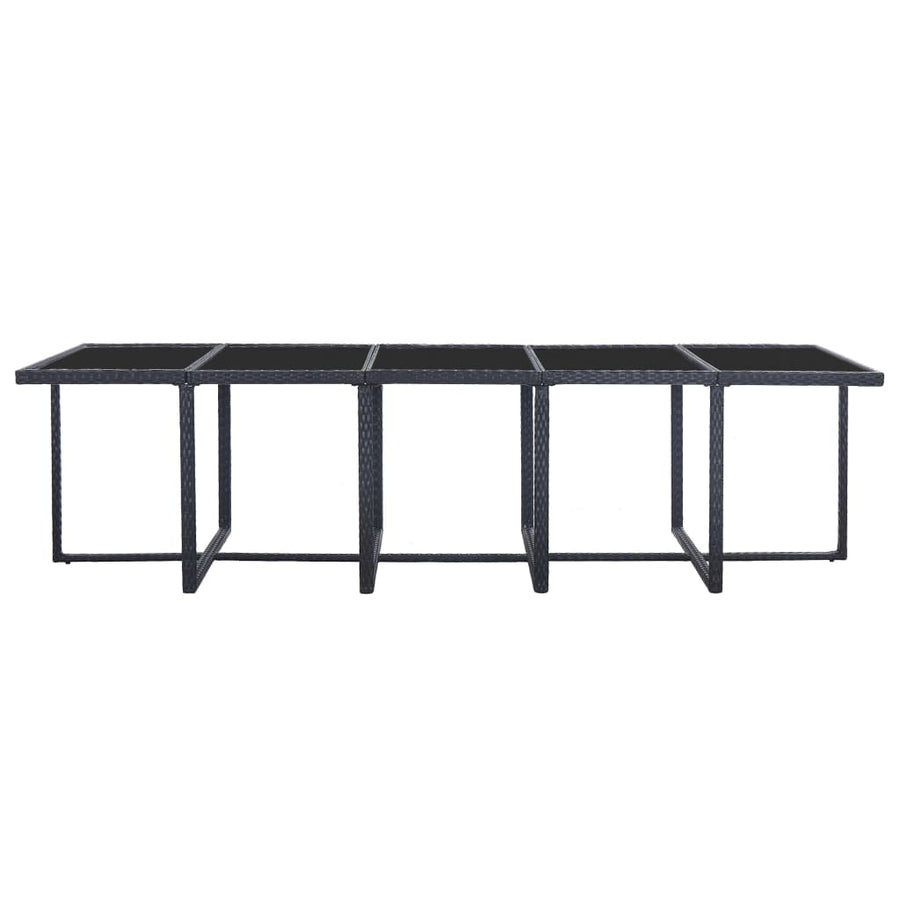 5-Delige Tuinset Met Kussens Poly Rattan Zwart en wit 10x Fauteuil + 4x voetensteun + Tafel