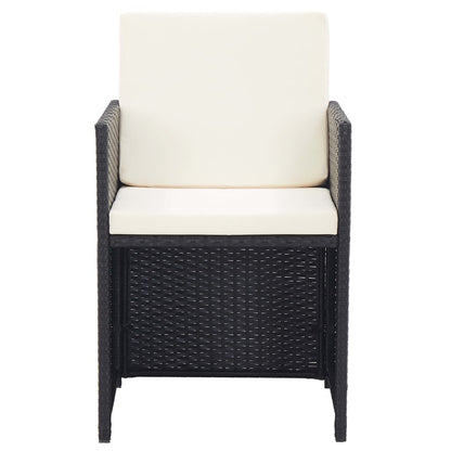 5-Delige Tuinset Met Kussens Poly Rattan Zwart en wit 10x Fauteuil + 4x voetensteun + Tafel
