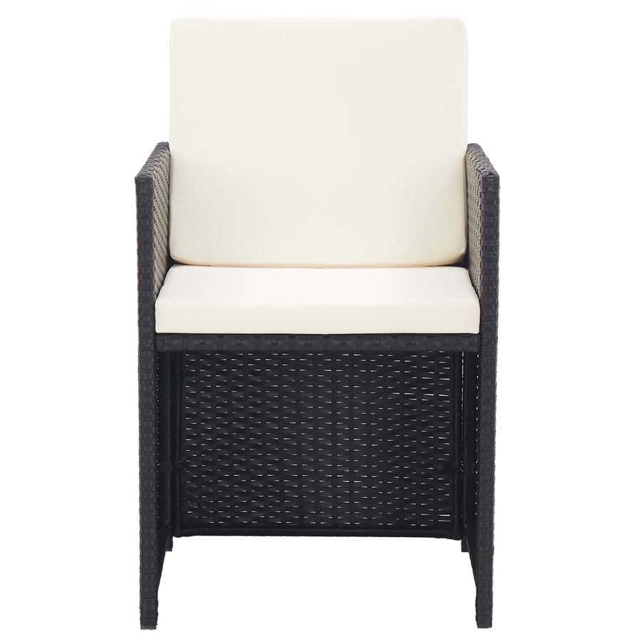 5-Delige Tuinset Met Kussens Poly Rattan Zwart en wit 10x Fauteuil + 4x voetensteun + Tafel