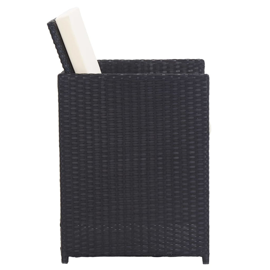 5-Delige Tuinset Met Kussens Poly Rattan Zwart en wit 10x Fauteuil + 4x voetensteun + Tafel