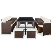 Tuinset 15-delig poly rattan bruin