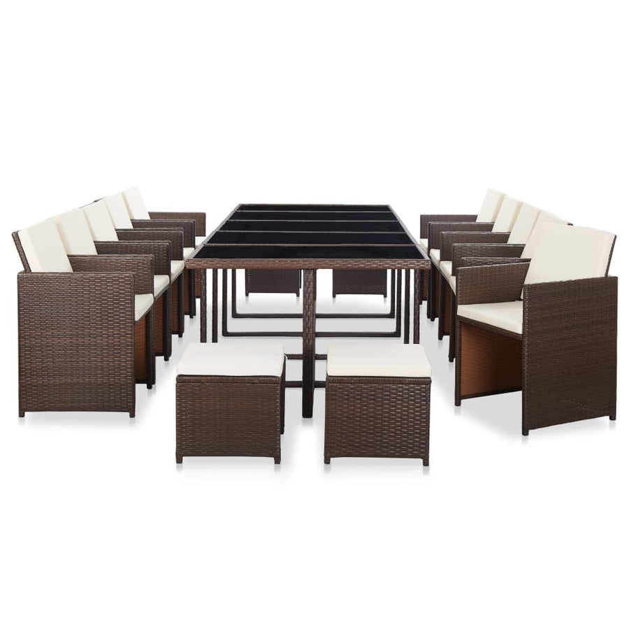 15-Delige Tuinset Met Kussens Poly Rattan Bruin Bruin