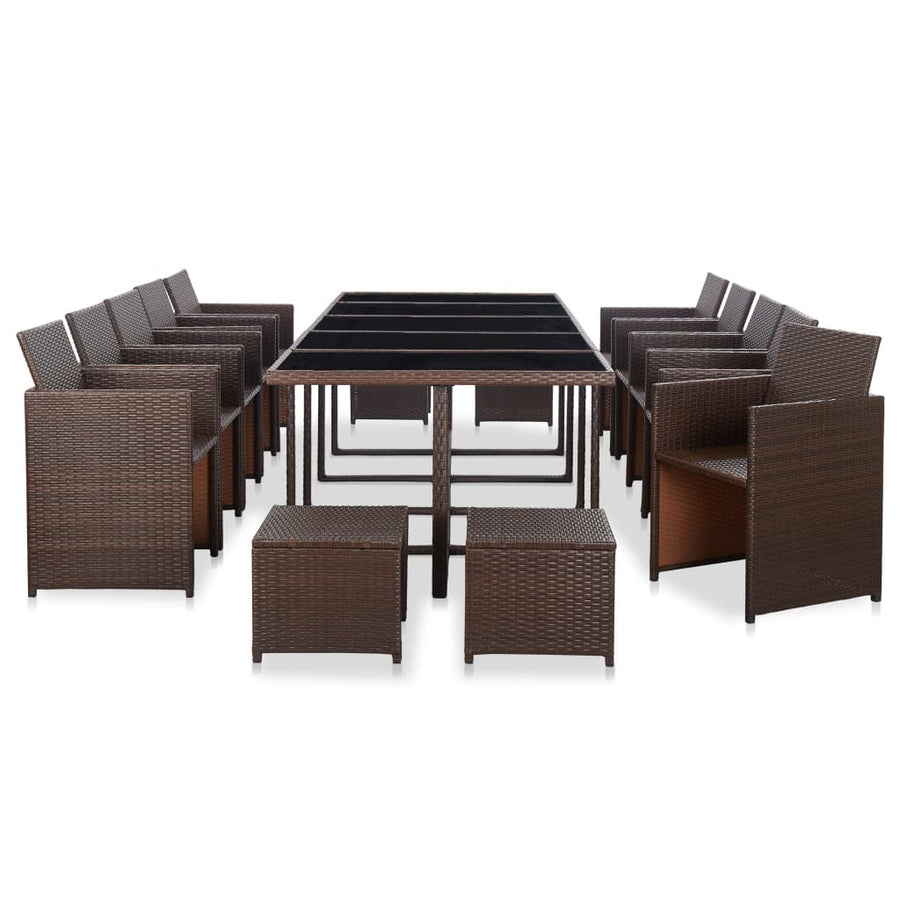 15-Delige Tuinset Met Kussens Poly Rattan Bruin Bruin