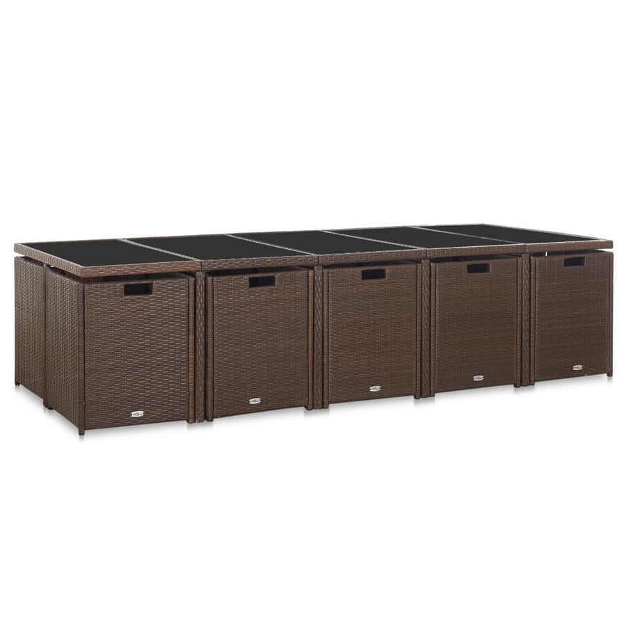 15-Delige Tuinset Met Kussens Poly Rattan Bruin Bruin