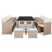 Tuinset 15-delig poly rattan beige