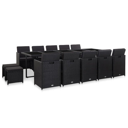 15-Delige Tuinset Met Kussens Poly Rattan Zwart 1