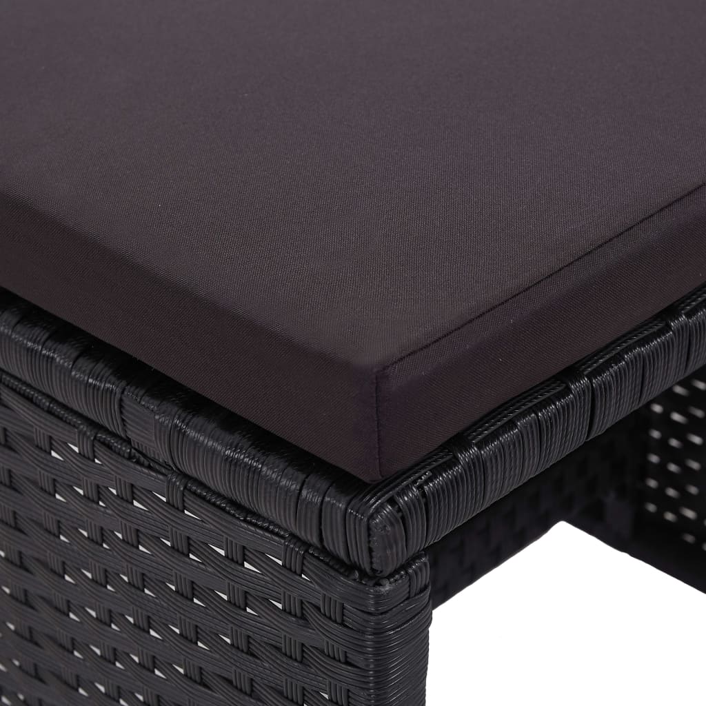 15-Delige Tuinset Met Kussens Poly Rattan Zwart 1