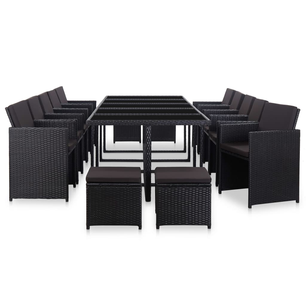 15-Delige Tuinset Met Kussens Poly Rattan Zwart 1
