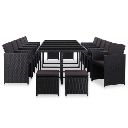 15-Delige Tuinset Met Kussens Poly Rattan Zwart 1
