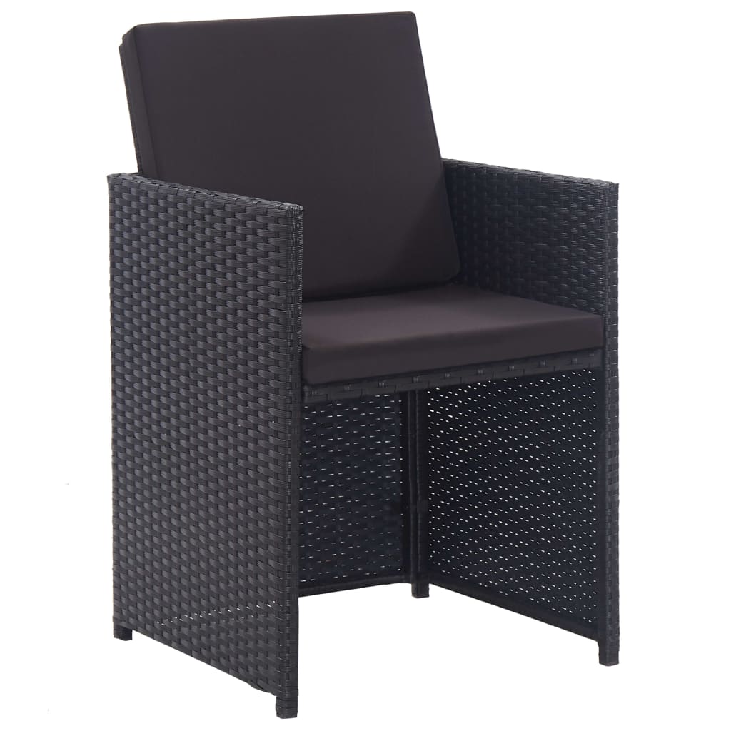 15-Delige Tuinset Met Kussens Poly Rattan Zwart 1