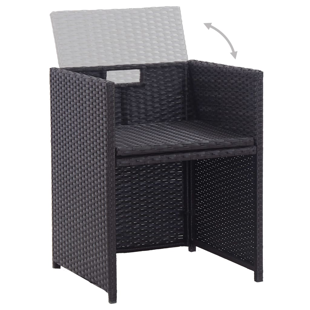 15-Delige Tuinset Met Kussens Poly Rattan Zwart 1