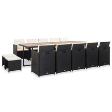 5-Delige Tuinset Met Kussens Poly Rattan Zwart en bruin 10x Fauteuil + 4x voetensteun + Tafel