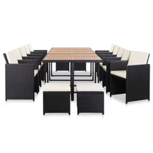 5-Delige Tuinset Met Kussens Poly Rattan Zwart en bruin 10x Fauteuil + 4x voetensteun + Tafel
