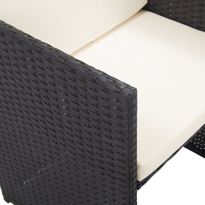 5-Delige Tuinset Met Kussens Poly Rattan Zwart en bruin 10x Fauteuil + 4x voetensteun + Tafel