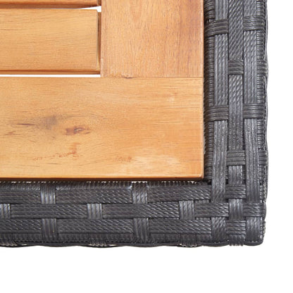 5-Delige Tuinset Met Kussens Poly Rattan Zwart en bruin 10x Fauteuil + 4x voetensteun + Tafel