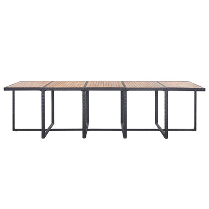 5-Delige Tuinset Met Kussens Poly Rattan Zwart en bruin 10x Fauteuil + 4x voetensteun + Tafel