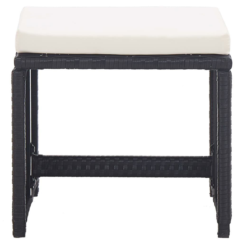 5-Delige Tuinset Met Kussens Poly Rattan Zwart en bruin 10x Fauteuil + 4x voetensteun + Tafel