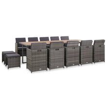 15-Delige Tuinset Met Kussens Poly Rattan Antraciet Antraciet en bruin 10x Fauteuil + 4x voetensteun + Tafel