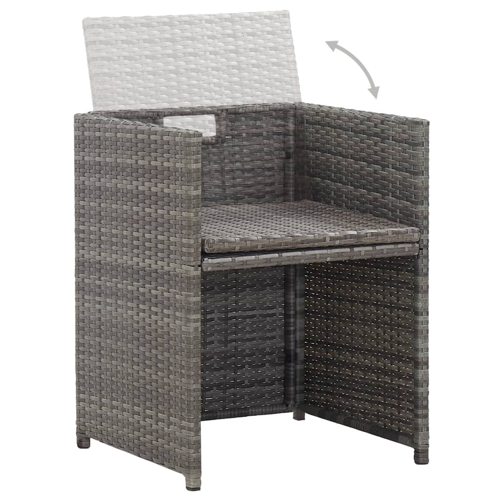 15-Delige Tuinset Met Kussens Poly Rattan Antraciet Antraciet en bruin 10x Fauteuil + 4x voetensteun + Tafel