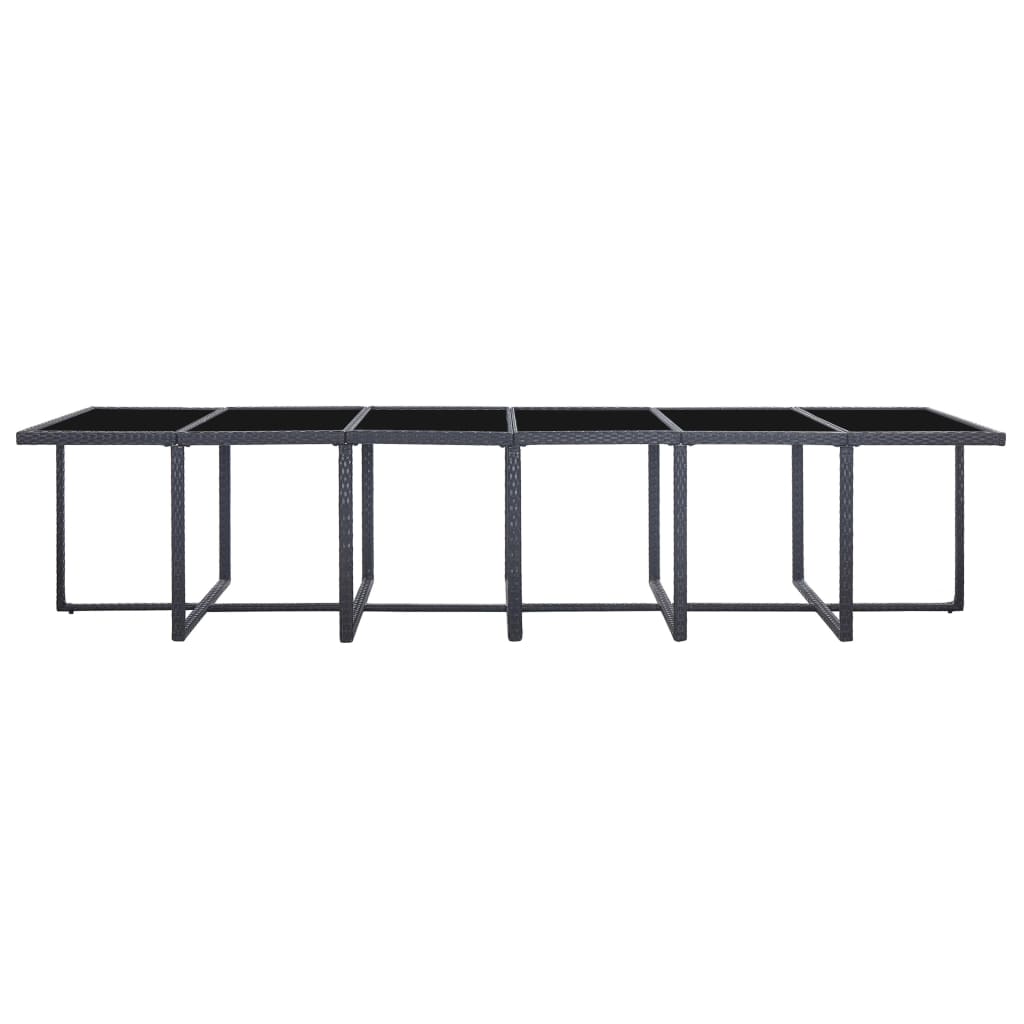 17-delige Tuinset met kussens poly rattan zwart