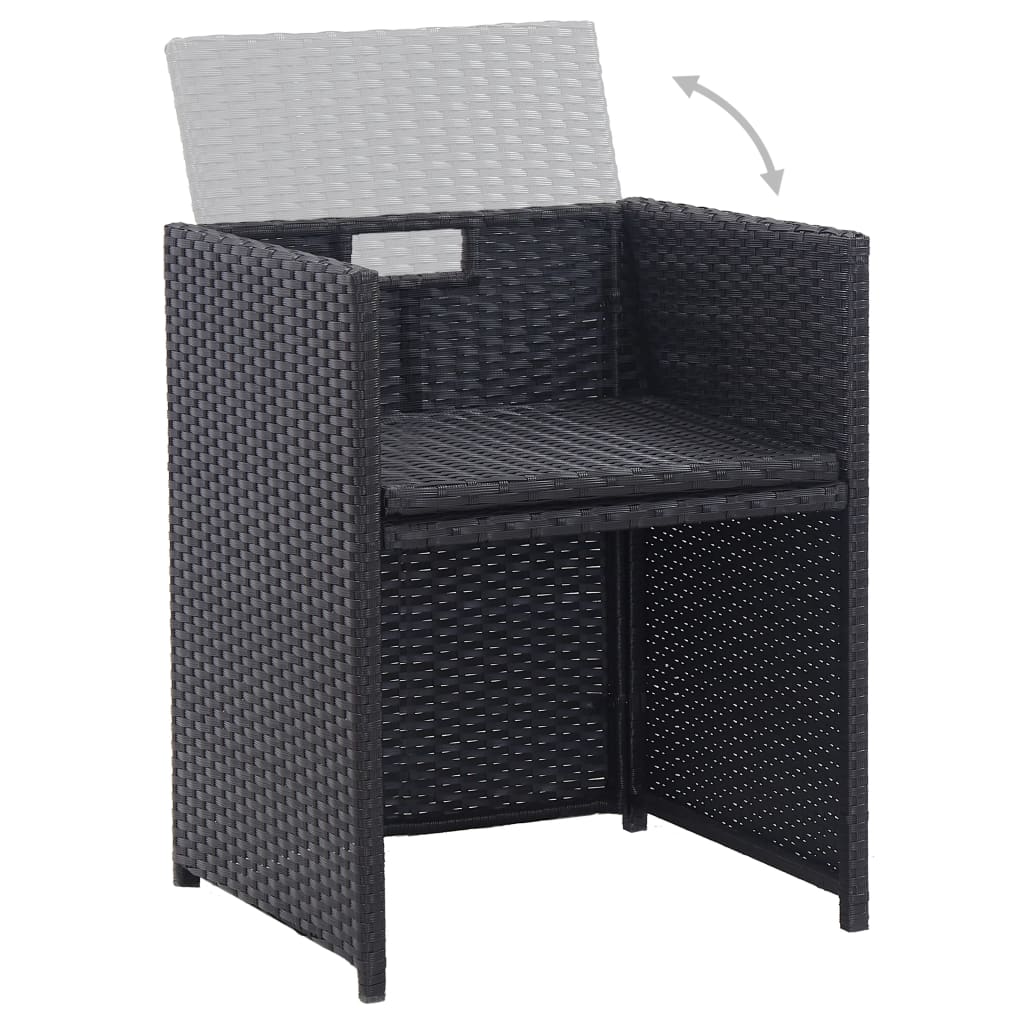 17-delige Tuinset met kussens poly rattan zwart