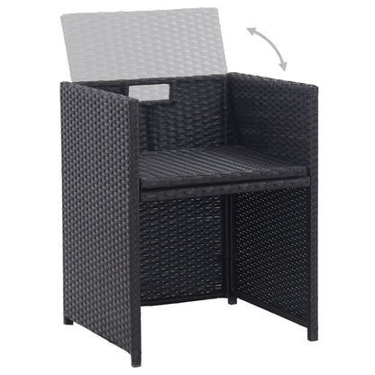 17-delige Tuinset met kussens poly rattan zwart