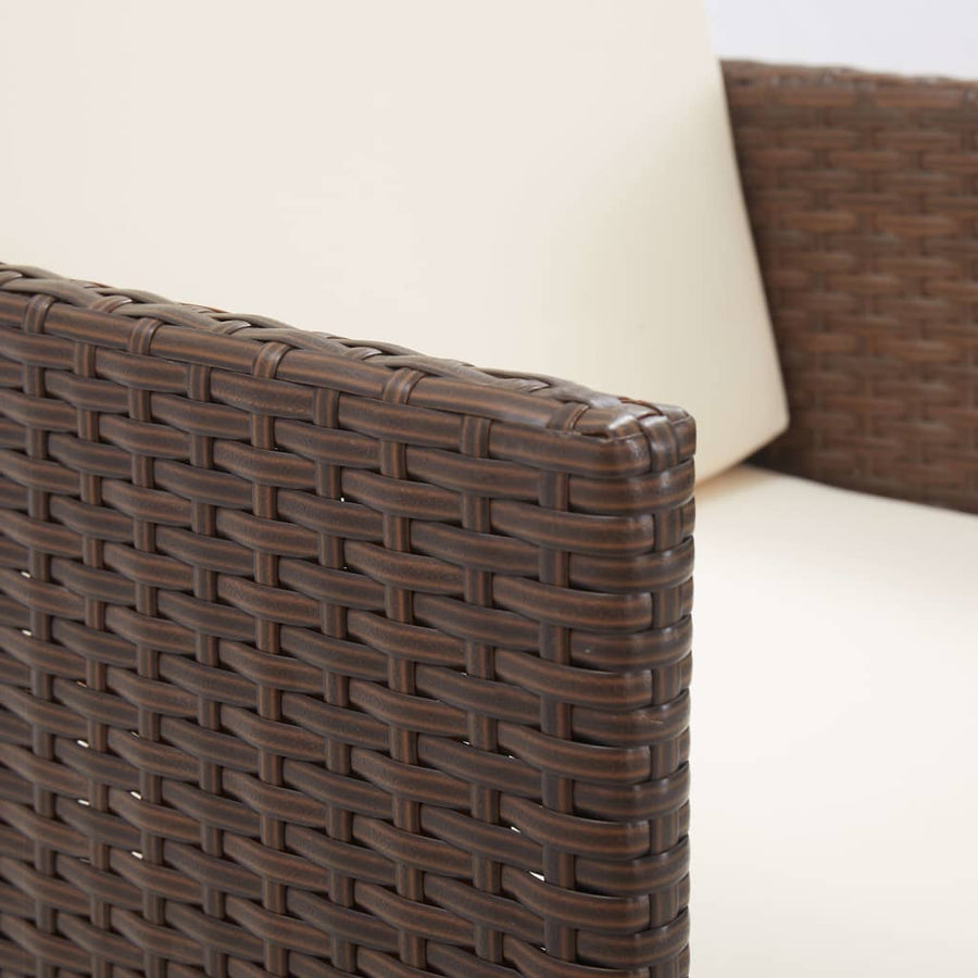17-Delige Tuinset Met Kussens Poly Rattan Bruin Bruin en zwart