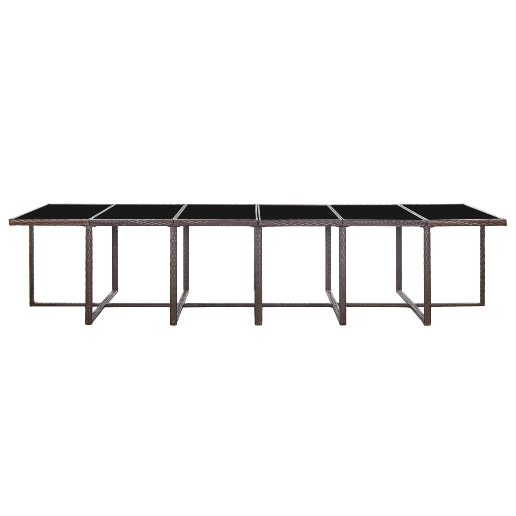 17-Delige Tuinset Met Kussens Poly Rattan Bruin Bruin en zwart