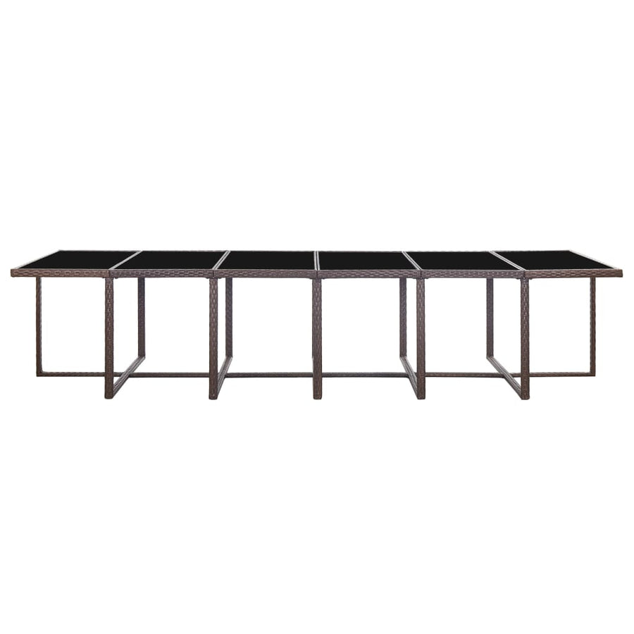 17-Delige Tuinset Met Kussens Poly Rattan Bruin Bruin en zwart