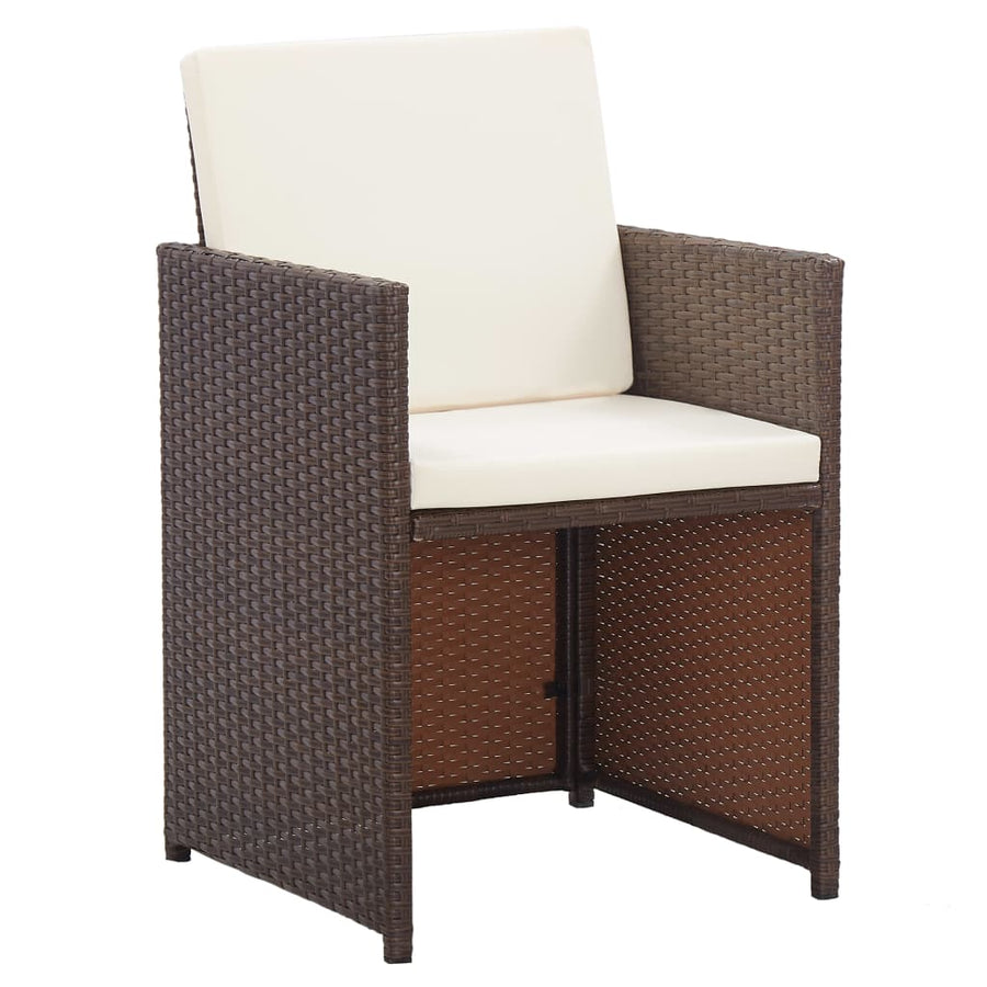 17-Delige Tuinset Met Kussens Poly Rattan Bruin Bruin en zwart