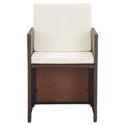 17-Delige Tuinset Met Kussens Poly Rattan Bruin Bruin en zwart