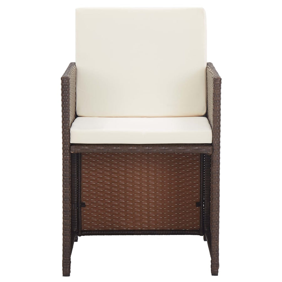 17-Delige Tuinset Met Kussens Poly Rattan Bruin Bruin en zwart