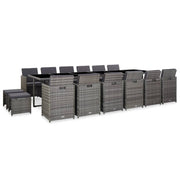 Tuinset poly rattan grijs 17-delig met kussens