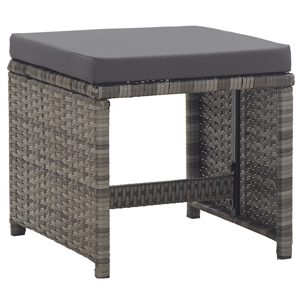 17-delige Tuinset met kussens poly rattan grijs